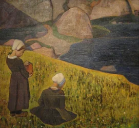 Breton Women in a Seaside Field